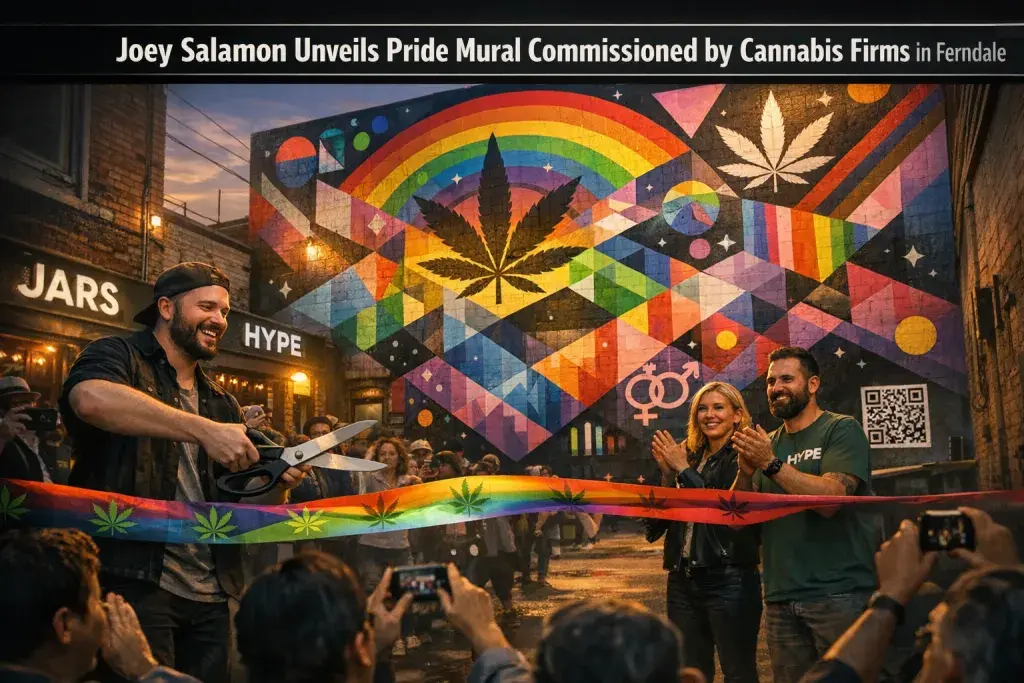 Joey Salamon Unveils Pride Mural Commissioned by Cannabis Firms in Ferndale