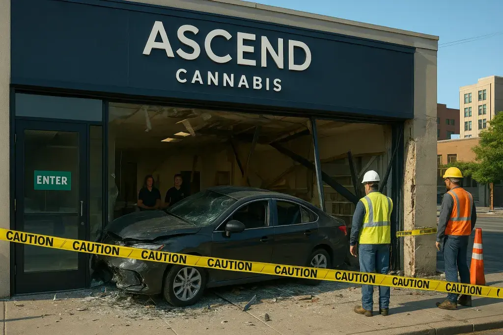 Denver Dispensary Sustains Structural Damage After Vehicle Crashes Into Building