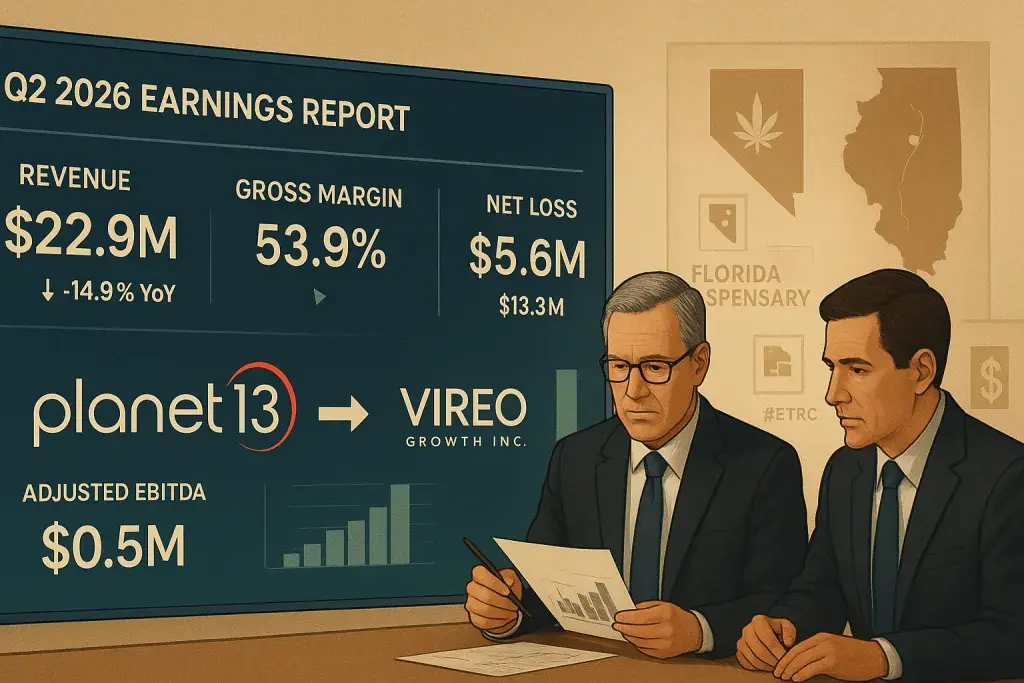 Planet 13 Trims Losses in Q2 While Merger With Vireo Advances